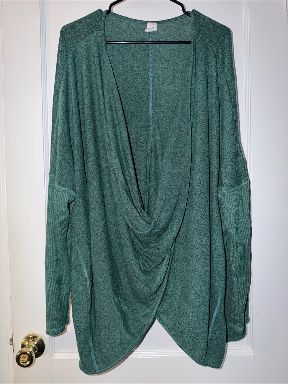 Livi Active Teal Draped Open-Front Hoodie